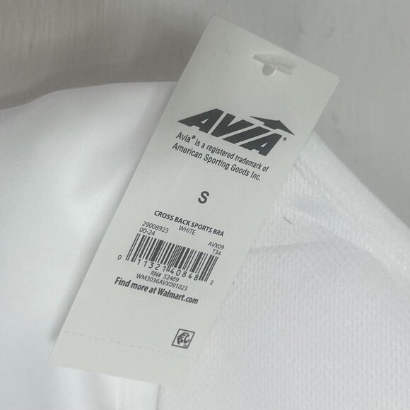 Avia Sports Bra Cross Back Padded White Size Small New - Picture 8 of 8